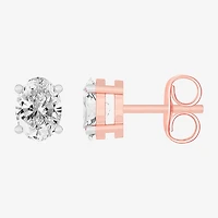 (H-I / SI1-SI2) 1 CT. T.W. Lab Grown White Diamond 14K Gold 6.2mm Oval Stud Earrings