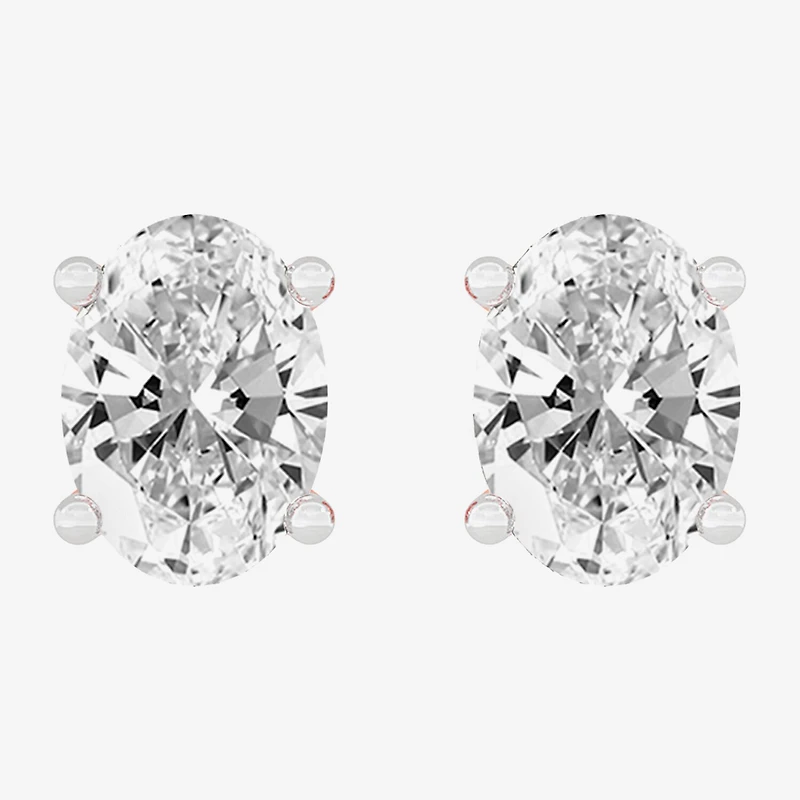 (H-I / SI1-SI2) 1 CT. T.W. Lab Grown White Diamond 14K Gold 6.2mm Oval Stud Earrings