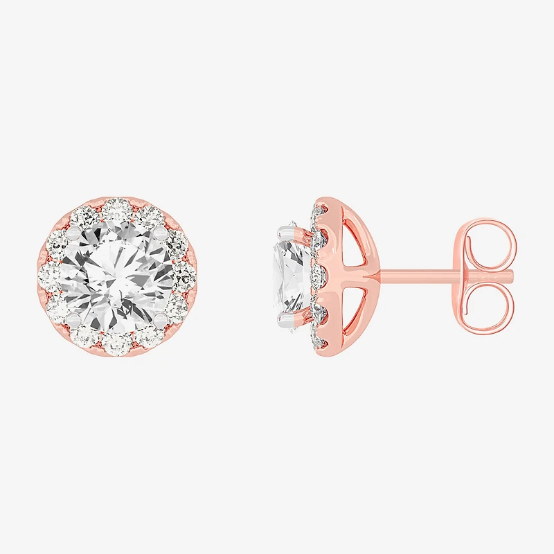 (G-H / SI1-SI2) 2 1/2 CT. T.W. Lab Grown White Diamond 14K Gold 6.5mm Round Stud Earrings