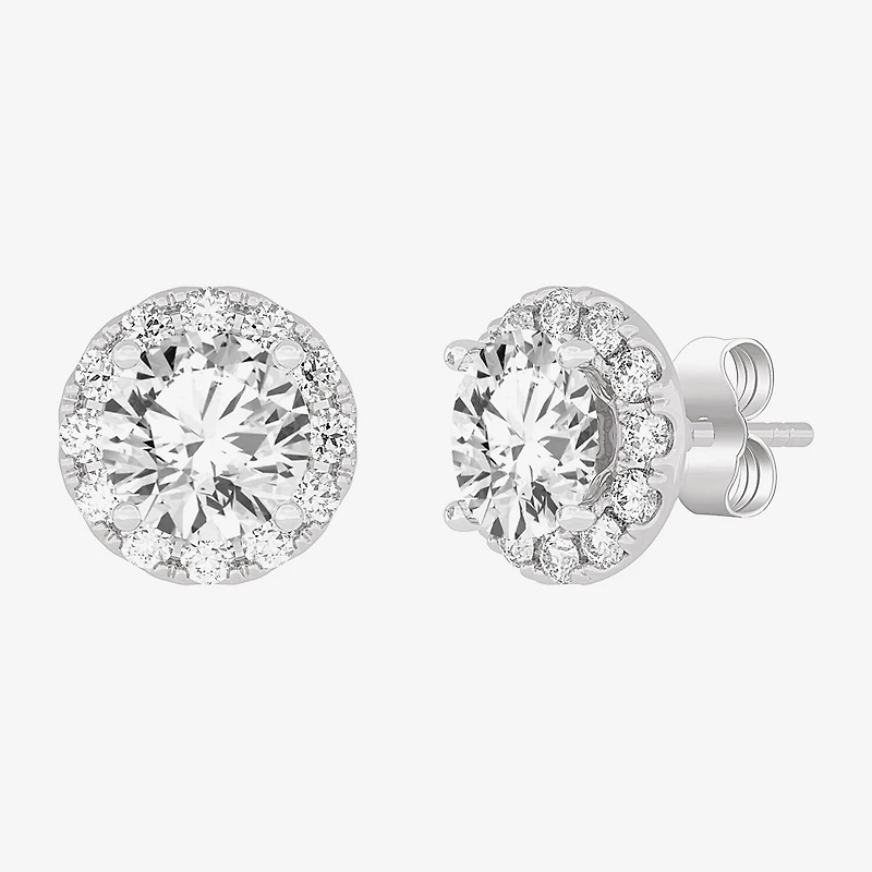 (H-I / SI1-SI2) 3 1/2 CT. T.W Lab Grown White Diamond 14K Gold 7.4mm Round Stud Earrings