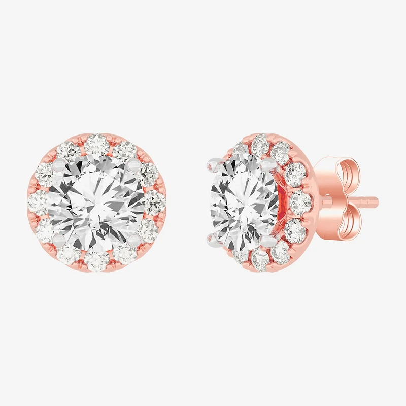(H-I / SI1-SI2) 3 1/2 CT. T.W Lab Grown White Diamond 14K Gold 7.4mm Round Stud Earrings
