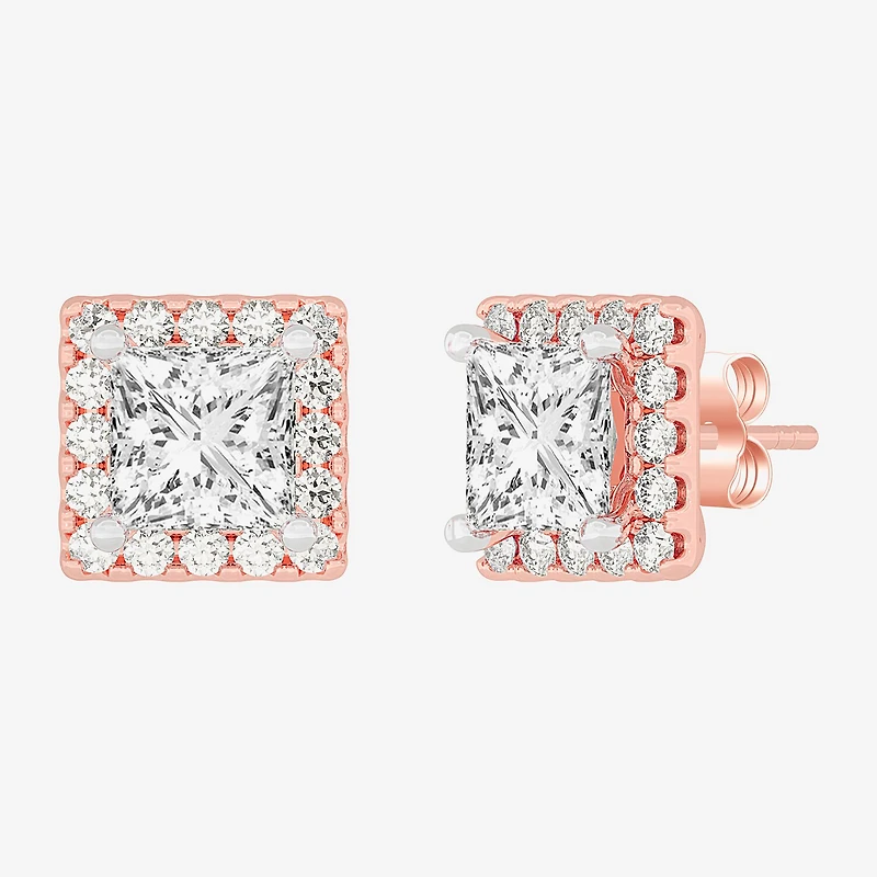 (H-I / SI1-SI2) 5 CT. T.W. Lab Grown Princess Cut White Diamond 14K Gold 7.3mm Stud Earrings