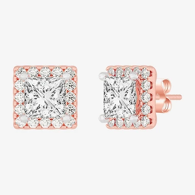 (H-I / SI1-SI2) 5 CT. T.W. Lab Grown Princess Cut White Diamond 14K Gold 7.3mm Stud Earrings