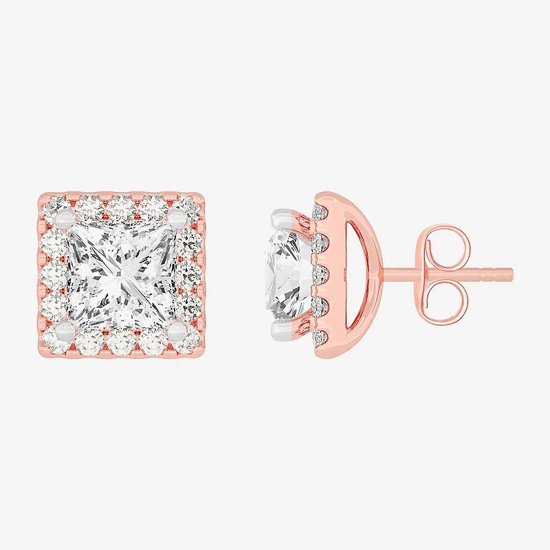 (H-I / SI1-SI2) 5 CT. T.W. Lab Grown Princess Cut White Diamond 14K Gold 7.3mm Stud Earrings