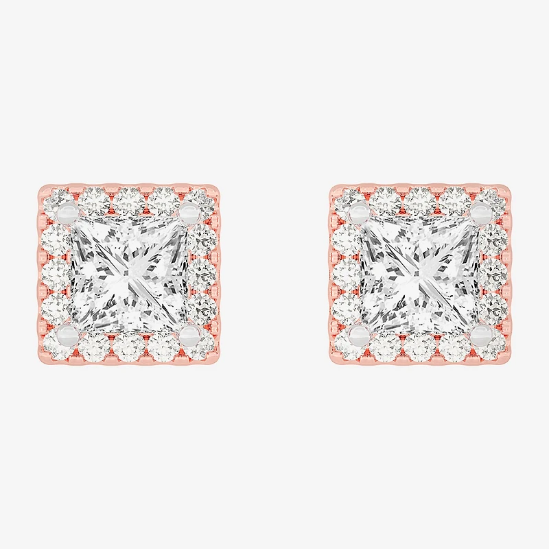 (H-I / SI1-SI2) 5 CT. T.W. Lab Grown Princess Cut White Diamond 14K Gold 7.3mm Stud Earrings