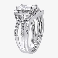 Modern Bride Gemstone Womens 1/4 CT. T.W. Lab Created White Sapphire 10K Gold Cushion Side Stone Bridal Set