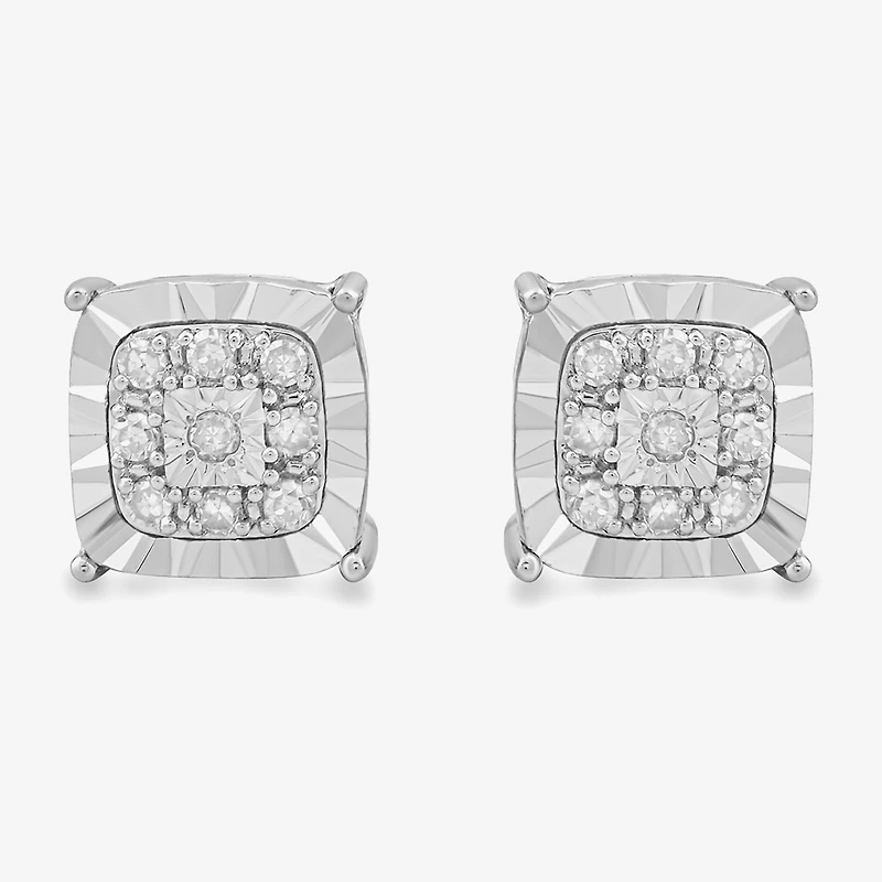 (H-I / I2-I3) Womens 1/5 CT. Lab Grown White Diamond Sterling Silver Round 2 Pair Earring Set