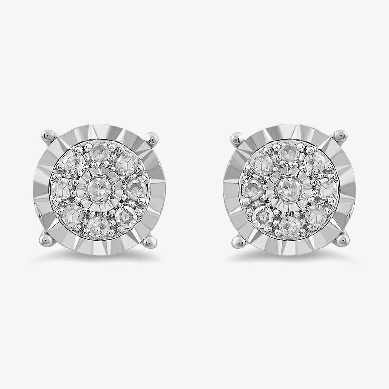 (H-I / I2-I3) Womens 1/5 CT. Lab Grown White Diamond Sterling Silver Round 2 Pair Earring Set