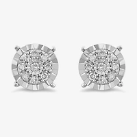(H-I / I2-I3) Womens 1/5 CT. Lab Grown White Diamond Sterling Silver Round 2 Pair Earring Set