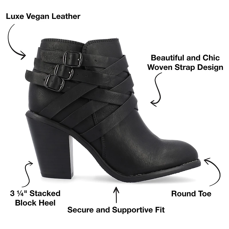 Journee Collection Womens Strap Stacked Heel Booties