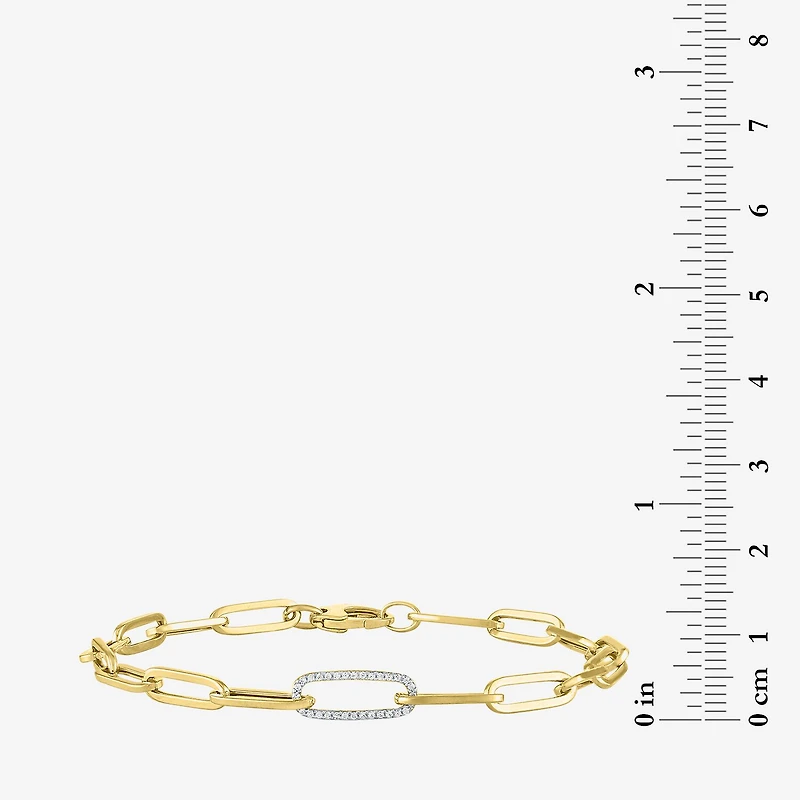 Diamond Addiction (G-H / Si2-I1) Womens Lab Grown Diamond 10K Gold 8 Inch Hollow Paperclip Chain Bracelet