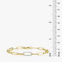 Diamond Addiction (G-H / Si2-I1) Womens Lab Grown Diamond 10K Gold 8 Inch Hollow Paperclip Chain Bracelet