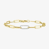 Diamond Addiction (G-H / Si2-I1) Womens Lab Grown Diamond 10K Gold 8 Inch Hollow Paperclip Chain Bracelet