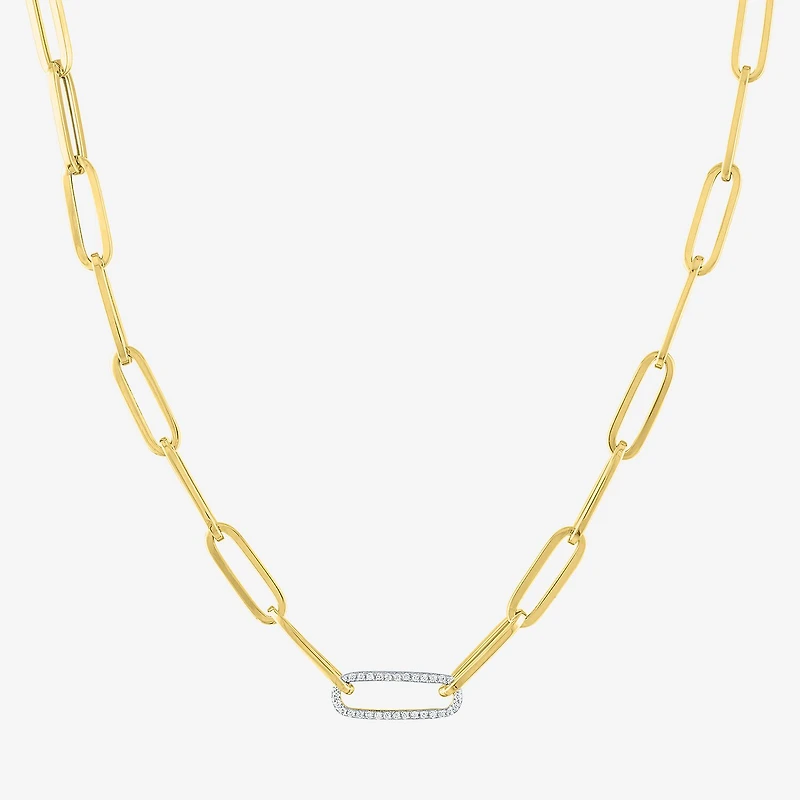 Diamond Addiction (G-H / Si2-I1) Womens 1/10 CT. T.W. Lab Grown White Diamond 10K Gold Paperclip 18 Inch Pendant Necklace