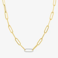 Diamond Addiction (G-H / Si2-I1) Womens 1/10 CT. T.W. Lab Grown White Diamond 10K Gold Paperclip 18 Inch Pendant Necklace