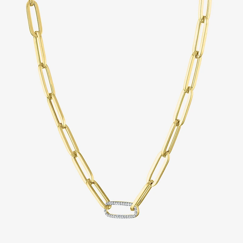 Diamond Addiction (G-H / Si2-I1) Womens 1/10 CT. T.W. Lab Grown White Diamond 10K Gold Paperclip 18 Inch Pendant Necklace
