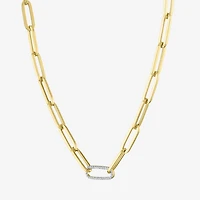 Diamond Addiction (G-H / Si2-I1) Womens 1/10 CT. T.W. Lab Grown White Diamond 10K Gold Paperclip 18 Inch Pendant Necklace
