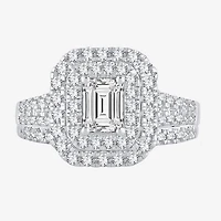 H-I / Si1-Si2) Womens / CT. T.W. Lab Grown White Diamond 10K Gold Side Stone Halo Bridal Set