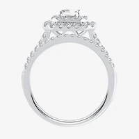 H-I / Si1-Si2) Womens / CT. T.W. Lab Grown White Diamond 10K Gold Side Stone Halo Bridal Set