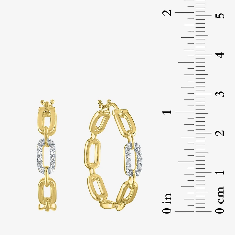 Diamond Addiction (G-H / Si2-I1) Womens 1/10 CT. T.W. Lab Grown White Diamond 14K Gold Over Silver 25.4mm Paperclip Hoop Earrings