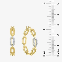 Diamond Addiction (G-H / Si2-I1) Womens 1/10 CT. T.W. Lab Grown White Diamond 14K Gold Over Silver 25.4mm Paperclip Hoop Earrings