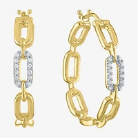 Diamond Addiction (G-H / Si2-I1) Womens 1/10 CT. T.W. Lab Grown White Diamond 14K Gold Over Silver 25.4mm Paperclip Hoop Earrings