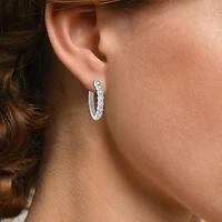 (G-H / I1-I2) Womens 1/4 CT. T.W. Lab Grown White Diamond Sterling Silver 20mm Hoop Earrings