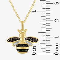 Bee Womens 1/10 CT. T.W. Natural Black Diamond 14K Gold Over Silver Sterling Silver 18 Inch Pendant Necklace