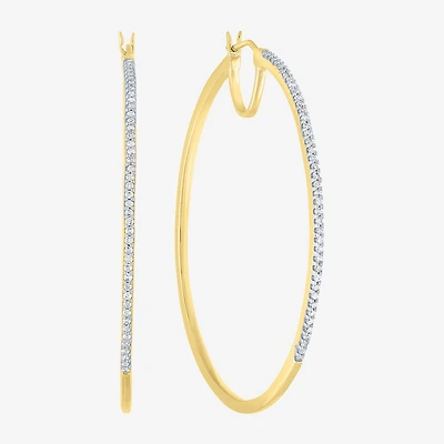 (G-H / I1-I2) Womens 1/2 CT. T.W. Lab Grown White Diamond 14K Gold Over Silver Sterling 51mm Hoop Earrings