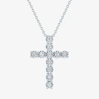 (G-H / I1-I2) Womens 1/4 CT. T.W. Lab Grown White Diamond Sterling Silver Cross 18 Inch Pendant Necklace