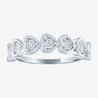 (G-H / Si2-I1) Womens 1/10 CT. T.W. Lab Grown White Diamond Sterling Silver Heart Band