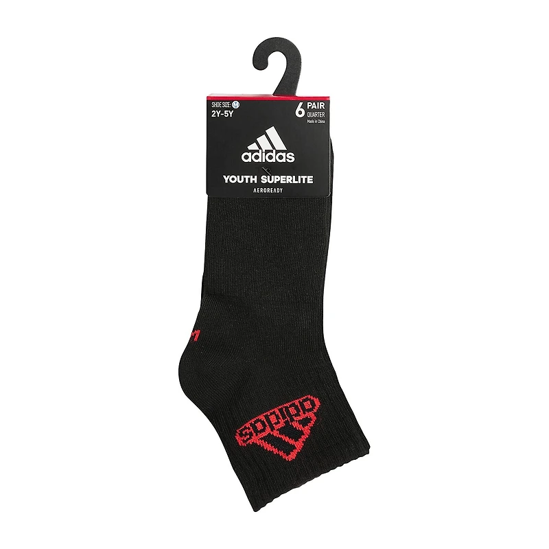 adidas Little & Big Kid Boys 6 Pair Quarter Ankle Socks