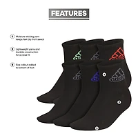adidas Little & Big Kid Boys 6 Pair Quarter Ankle Socks