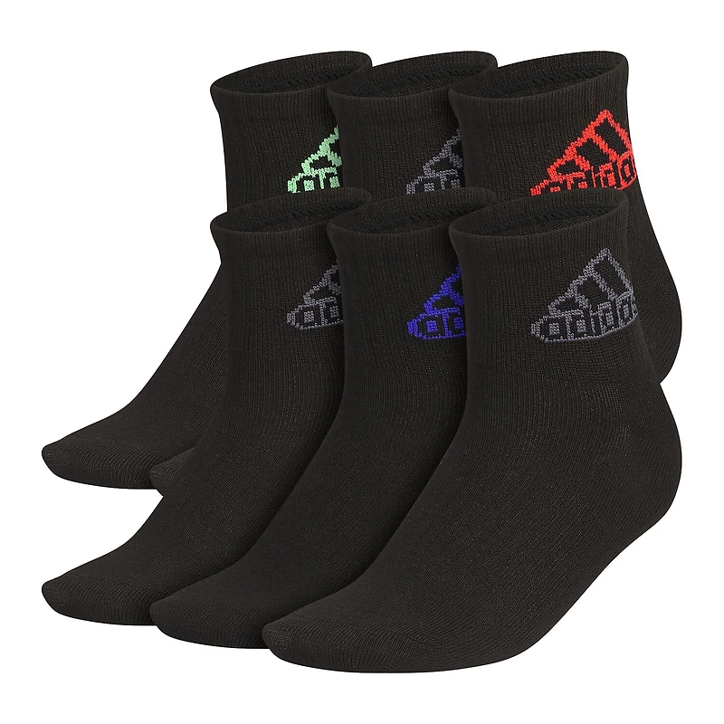 adidas Little & Big Kid Boys 6 Pair Quarter Ankle Socks