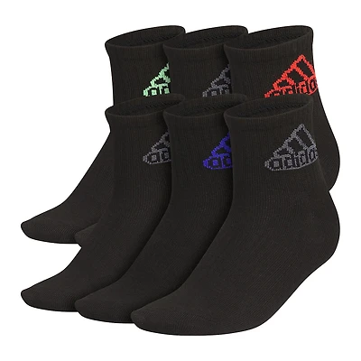 adidas Little & Big Kid Boys 6 Pair Quarter Ankle Socks