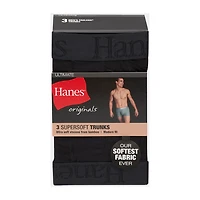 Hanes Originals Supersoft Mens 3 Pack Cooling Multi-Pack Comfort Waistband Trunks Uo2ta3