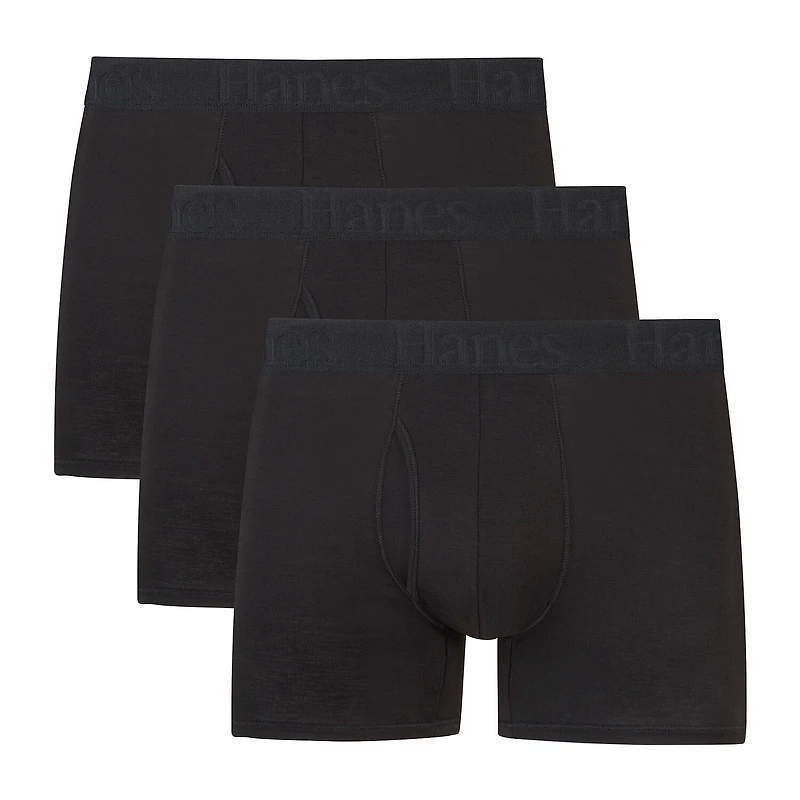 Hanes Originals Supersoft Mens 3 Pack Cooling Multi-Pack Comfort Waistband Trunks Uo2ta3