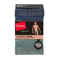 Hanes Originals Supersoft Mens 3 Pack Cooling Multi-Pack Comfort Waistband Trunks Uo2tb3