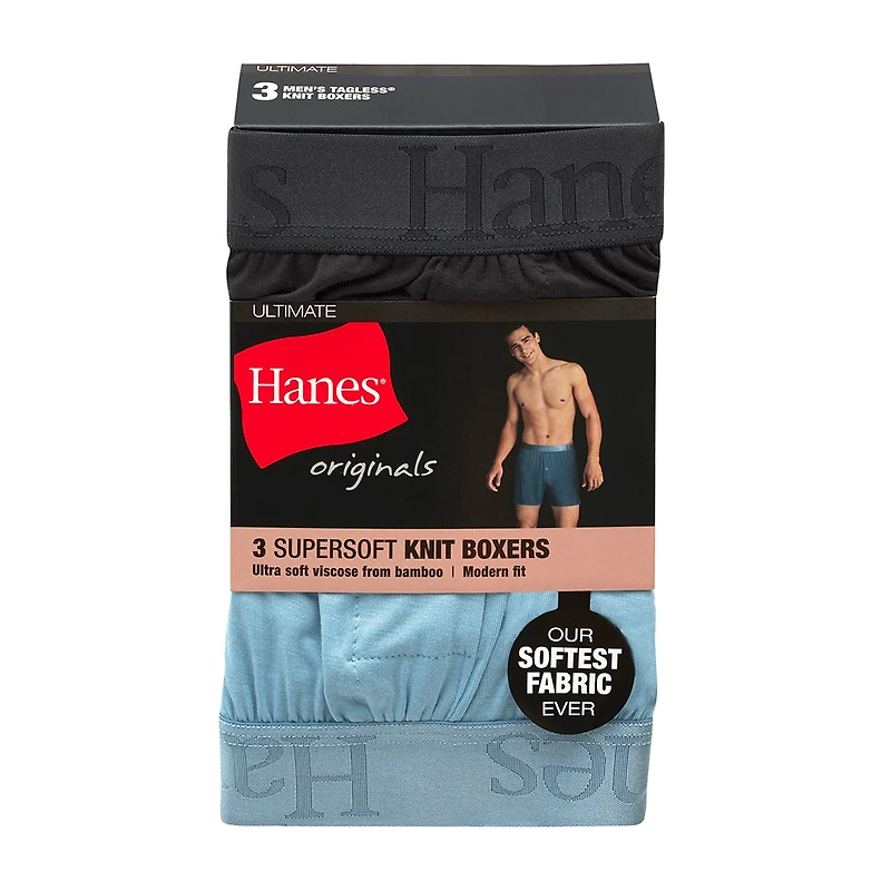 Hanes Originals Supersoft Mens 3 Pack Boxers Uo2kb3