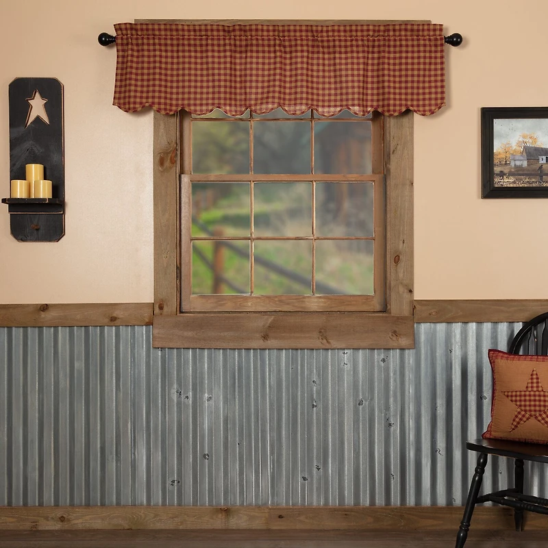 Vhc Brands Country Check Rod Pocket Scallop Valance