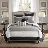 Madison Park Danville 7-Pc Quilt Set with Euro Shams and Throw Pillows