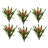 10” Bromeliad Artificial Flower Stem; Set of 6