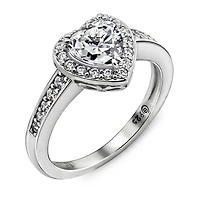Diamonart Womens 1 7/8 CT. T.W. Cubic Zirconia Sterling Silver Heart Engagement Ring