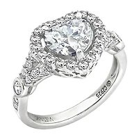 Womens 2 CT. T.W. Cubic Zirconia Sterling Silver Heart Engagement Ring
