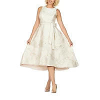 Giovanna Collection Womens Plus High-Low Crew Neck Sleeveless Floral Fit + Flare Dress