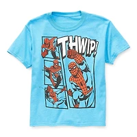 Disney Collection Little & Big Kid Boys Crew Neck Short Sleeve Regular Fit Avengers Marvel Spiderman Graphic T-Shirt