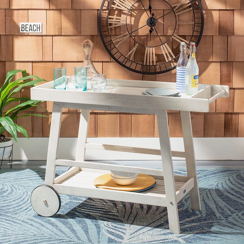 Safavieh Renzo Patio Collection Wood-Top Serving Cart