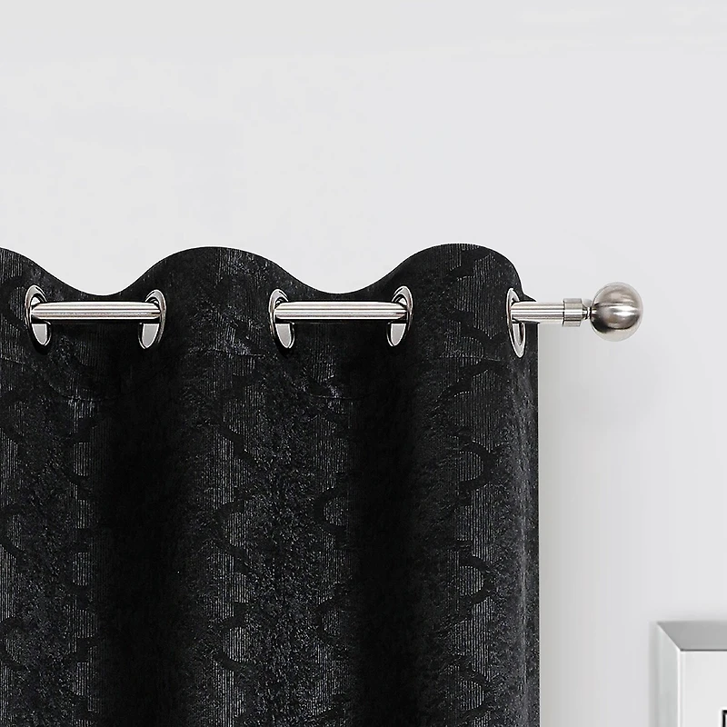 Regal Home Stripe Geo Embossed Grommet Top Energy Saving Blackout Set of 2 Curtain Panel