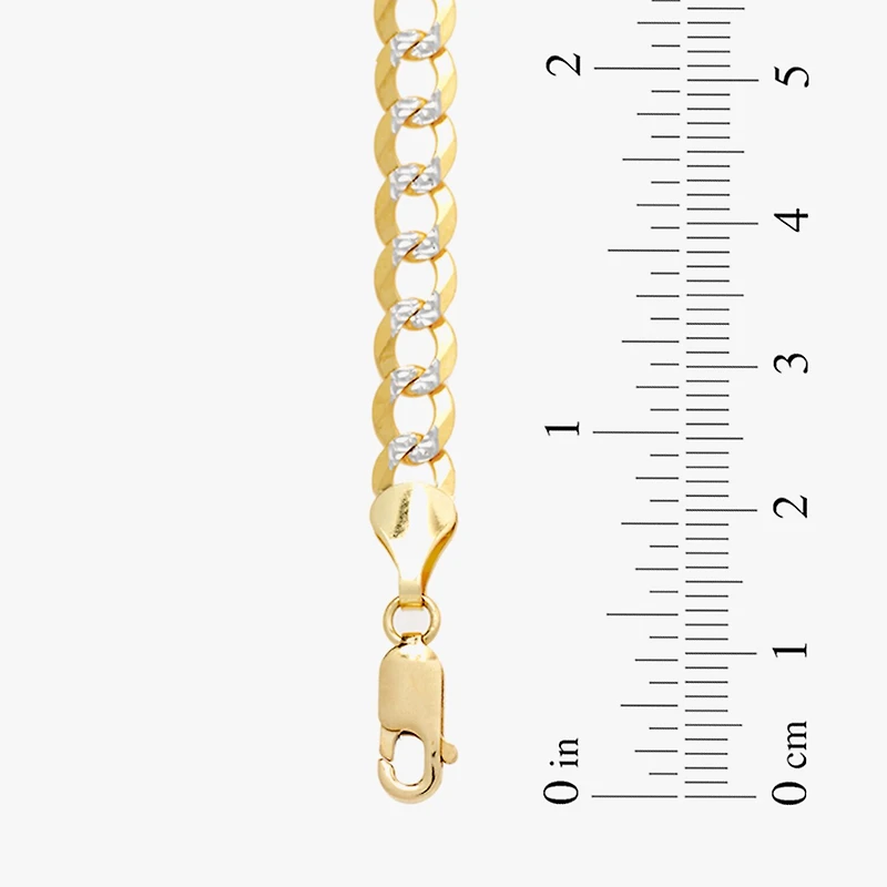 14K Two Tone 5.7MM Pave Diamond Cut Curb Necklace