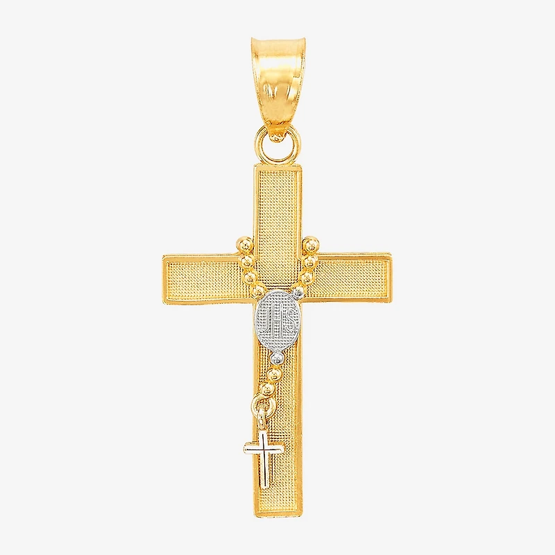 Unisex Adult 14K Two Tone Gold Cross Pendant